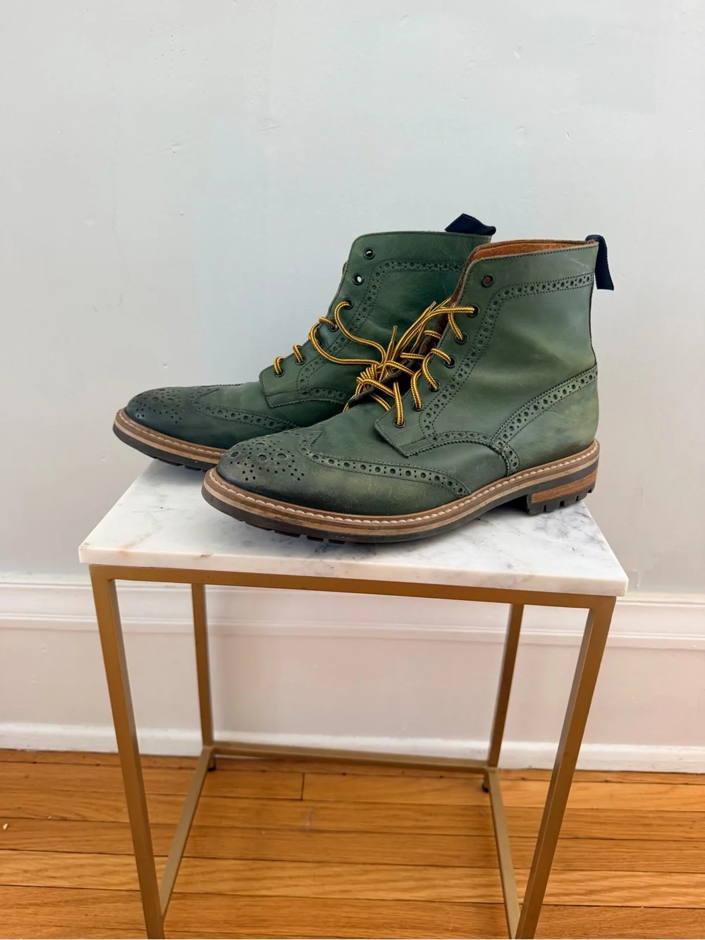 Mens Aldo Mr B Green!! Wingtip Lace-Up Boots